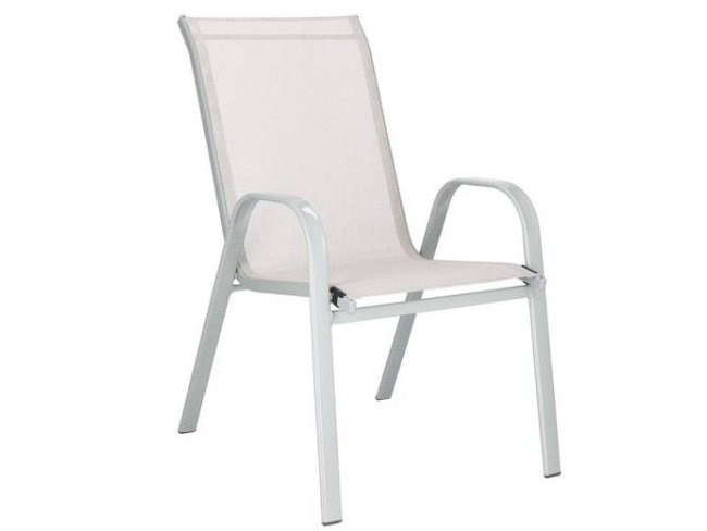 SPRINGOS Záhradná stolička kov - krémová