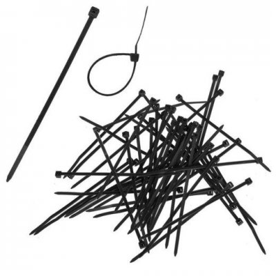 Sťahovacie pásky  2,5 x 100mm - 100 ks - čierne
