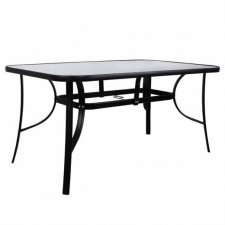 Springos Záhradný stôl 150cm - čierny kov+sklo