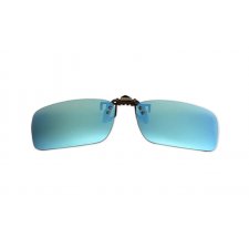 Polarizačný klip na okuliare - zrkadlový modrý - 4,2 cm x 13,8 cm