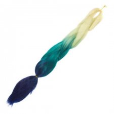 Umelé vlasy kanekalon: ombré – svetlo-zeleno-modré