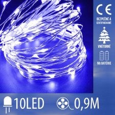 Vianočná led svetelná mikro reťaz na batérie - 10led - 0,9m modrá