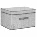 Springos Úložný box s vekom - 25x40x30cm - šesťuholníky na sivej