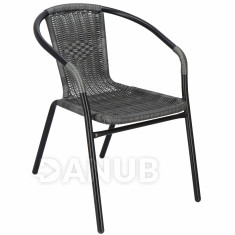 SPRINGOS Pletená záhradná stolička - sivá