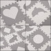 SPRINGOS Penové puzzle štvorce - 150x150x1cm - zvieratá a tvary - biela, sivá