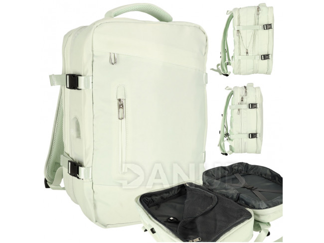 Cestovný batoh vodeodolný - rozšíriteľný - 26-36L - USB - zelený
