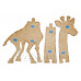 Drevený meter žirafa - 125 cm prírodné drevo + tabuľa 32 x 44 cm