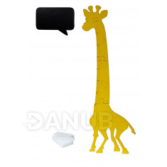Drevený meter žirafa - 125 cm žltý + tabuľa 32 x 44 cm