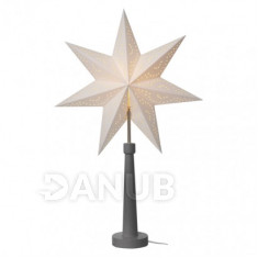 Svietnik na žárovku E14 sivý s pap. hviezdou, 46×70cm, vn.