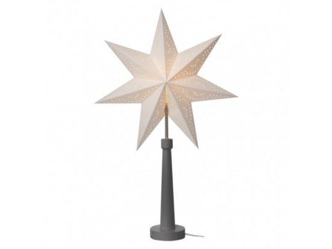 Svietnik na žárovku E14 sivý s pap. hviezdou, 46×70cm, vn.