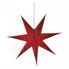 LED vianočná hviezda papierová červená, 75cm, 2× AA,teplá b.
