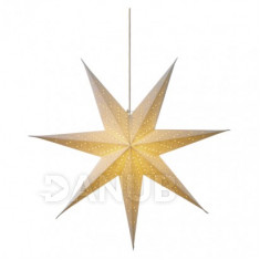 LED vianočná hviezda papierová biela, 75cm, 2× AA, teplá b.