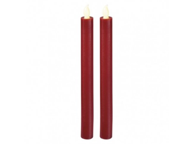LED sviečky, 25cm, metalické červené, 2× AAA, jantarová,2 ks