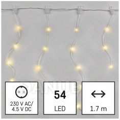 LED vianočný záves – cencúle, 1,7 m, vonkajšia aj vnútorná, teplá biela, programy