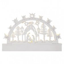 LED vianočný betlehem, 23cm, 3× AA, teplá biela, časovač
