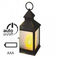 LED dekorácia - lampáš mliečny, 3x AAA, čierna, vintage