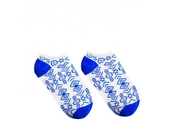 Veselé ponožky Čičmany členkové modré - 35-38