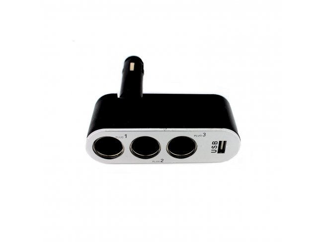 Rozbočovač do autozapaľovača 3-itý + USB konektor 1A