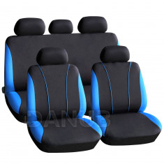 Sada poťahov na sedadlá - modrá / čierna  - 9 kusová - HSA001