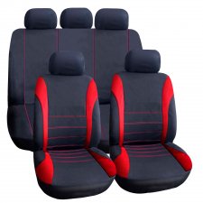 Sada poťahov na sedadlá - červená / čierna - 9 ks - HSA007