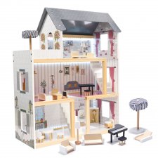 Domček pre bábiky MDF drevený s LED doplnkami 78cm čierny