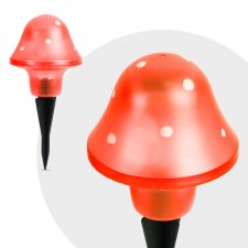 LED solárna lampa v tvare hríbu - červená - 11 cm