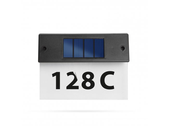 Solárne osvetlenie čísla domu - priehľadné plexi - studená biela LED - 18 x 20 cm