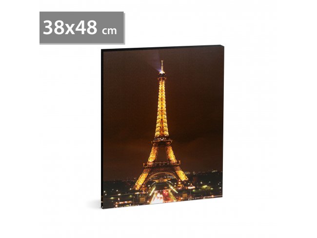 LED obraz - "Eiffelova veža" - 2 x AA, 38 x 48 cm