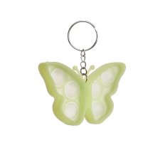 Antistresová hračka Bubble Pop it - prívesok Motýľ žltozelený - svietiaci