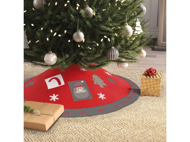 Koberček pod vianočný strom - 97 cm - polyester - sivý / červený