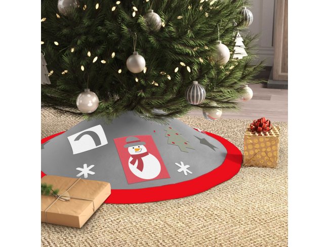 Koberček pod vianočný strom - 97 cm - polyester - červená / sivá