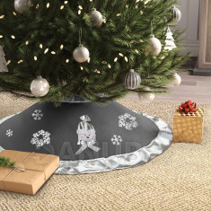Koberček pod vianočný strom - 97 cm - polyester - sivý / strieborný