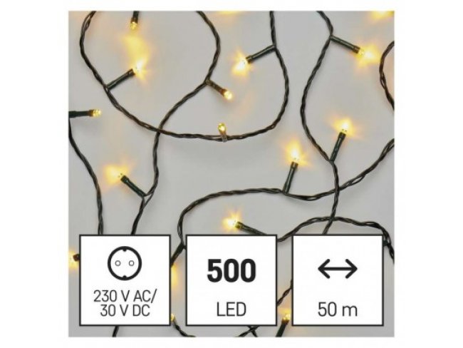 LED vianočná reťaz, 50 m, vonkajšia aj vnútorná, teplá biela, časovač