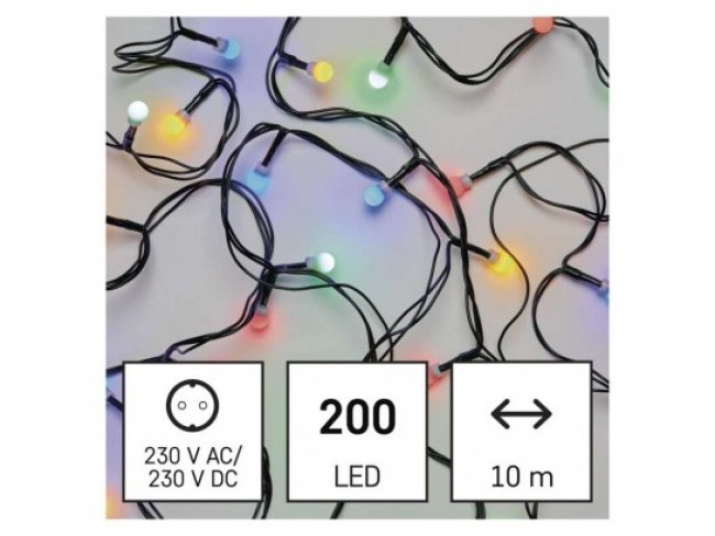 LED vianočná cherry reťaz – guličky, 10 m, vnútorné, multicolor