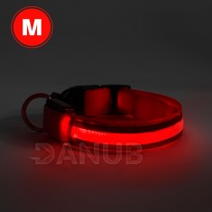 LED obojok - veľkosť M - červená