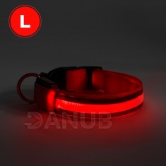 LED obojok - veľkosť L - červená