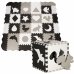 SPRINGOS Penové puzzle tvary - 150x150cm - sivá, biela, čierna