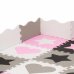 SPRINGOS Penové puzzle tvary - 150x150cm - sivá, ružová, čierna