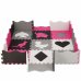 SPRINGOS Penové puzzle tvary - 120x120cm - sivá, ružová, čierna