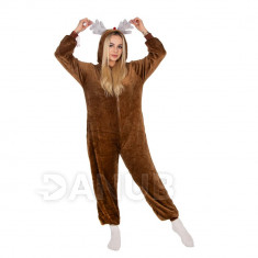 Plyšový overal Kigurumi - vzor sob - veľkosť S - 160 cm