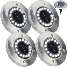 Záhradná solárna lampa 16x LED - zapustená - sada 4ks - studená biela