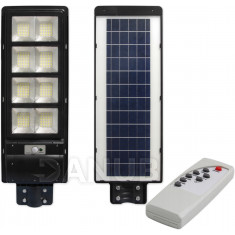 LED solárna pouličná lampa - 360W - 6000K +  pohybový a súmrakový senzor + Ovládač - čierna