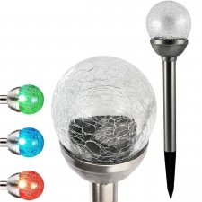 Solárne LED záhradné svietidlo zapichovacie GLASS Inox - 8 cm - Polux