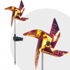 LED solárny veterný mlyn - farebný, LED, zapichovací - hliník, plast - 75 x 23 x 23 cm