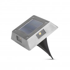 LED solárna lampa zapichovacia / nástenná - štvorec, kov - studená biela - 10 x 10 x 2,5 (+11) cm