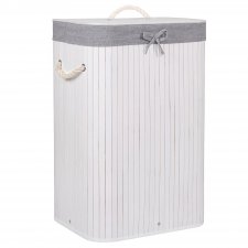 Bambusový kôš na pranie - 72L - bielo sivý