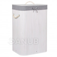 Bambusový kôš na pranie - 72L - bielo sivý