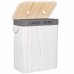 Bambusový kôš na pranie - 100L - 2 priehradky - bielo sivý II