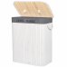 Bambusový kôš na pranie - 100L - 2 priehradky - bielo sivý II