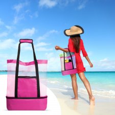 Plážová taška - s termo priehradkou - ružová